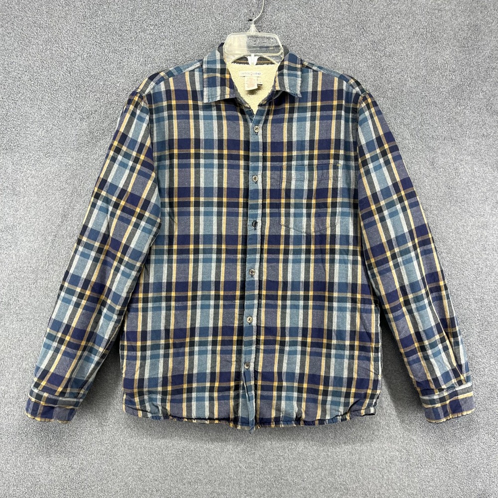 Carbon 2 Cobalt Men Plaid Sherpa Lined Flannel Shirt Jacket Size S